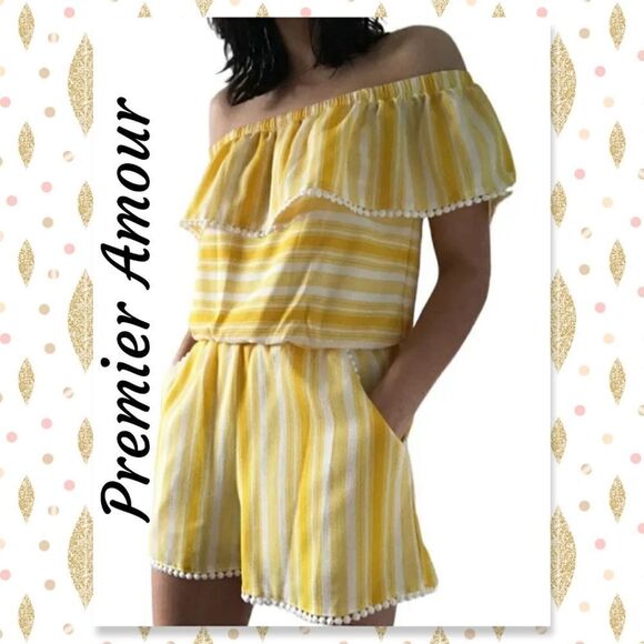 NWOT Premier Amour Striped Romper - Picture 1 of 7